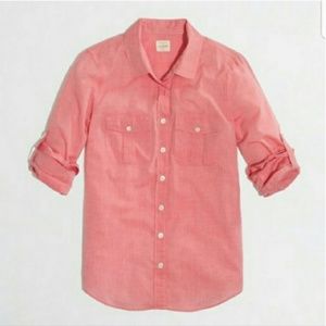 J. Crew Cotton Coral Voile Camp Shirt Perfect Fit